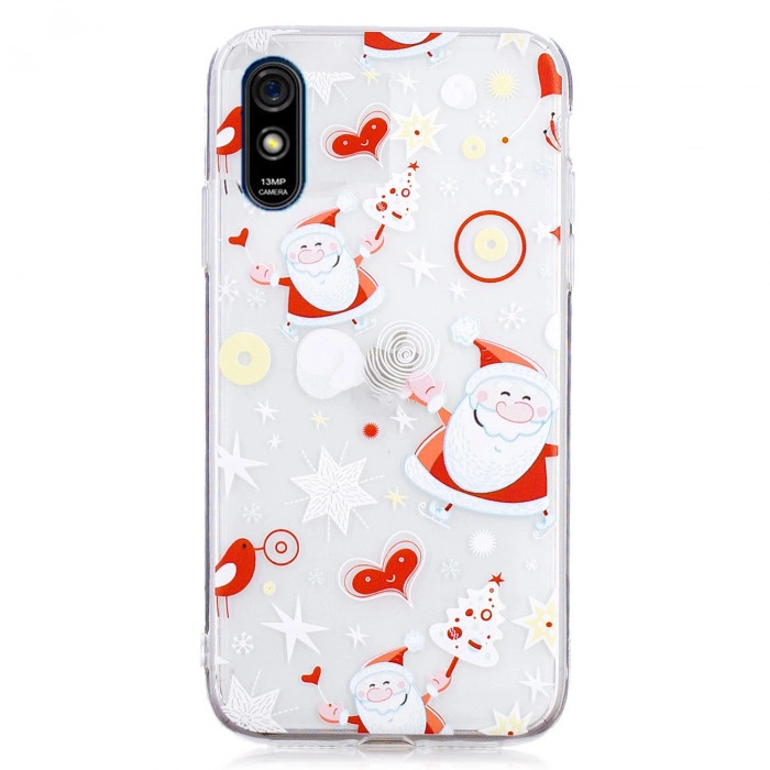 Силіконовий чохол з новорічним принтом для Xiaomi Redmi 9a Дід Мороз та Ялинка Силіконовий чохол з новорічним принтом для Xiaomi Redmi 9a Дід Мороз та Ялинка